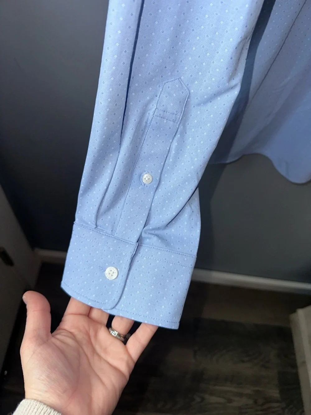 J. Crew NWT  Dobby all day performance‎ Light Blue button front Shirt men's XL